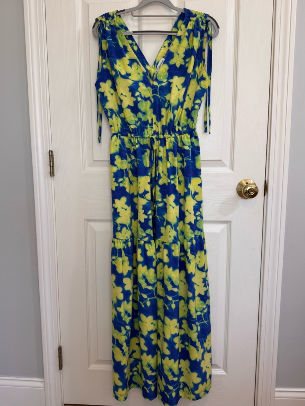 Calvin Klein Blue and Yellow Floral Maxi Dress